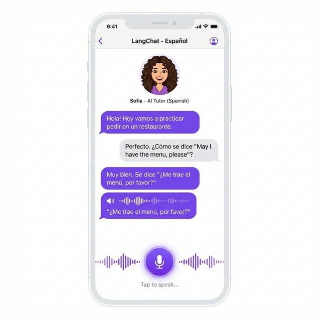 LangChat voice AI tutor interface